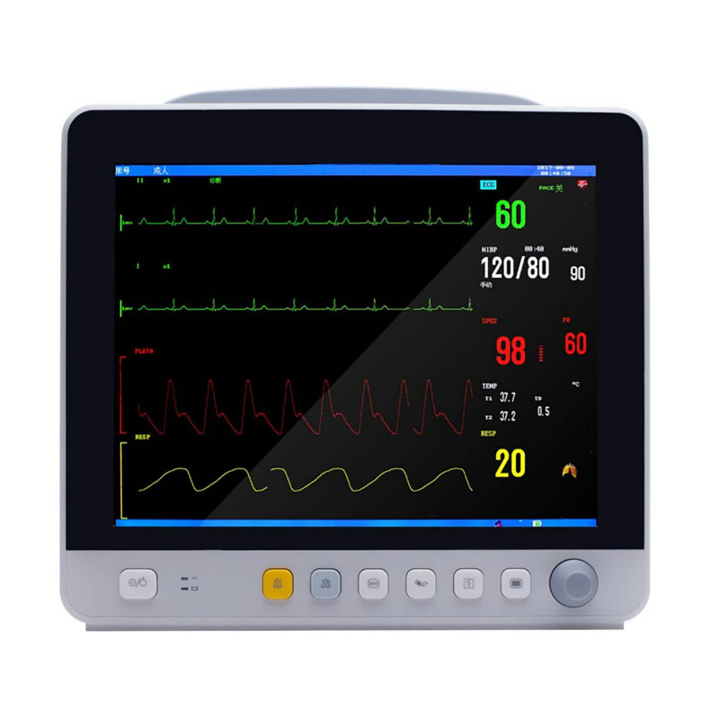 Kardiomonitor weterynaryjny IE-12V z Kapnografem, Ciśnieniomierz, EKG, Pulsoksymetr, Temperatura,